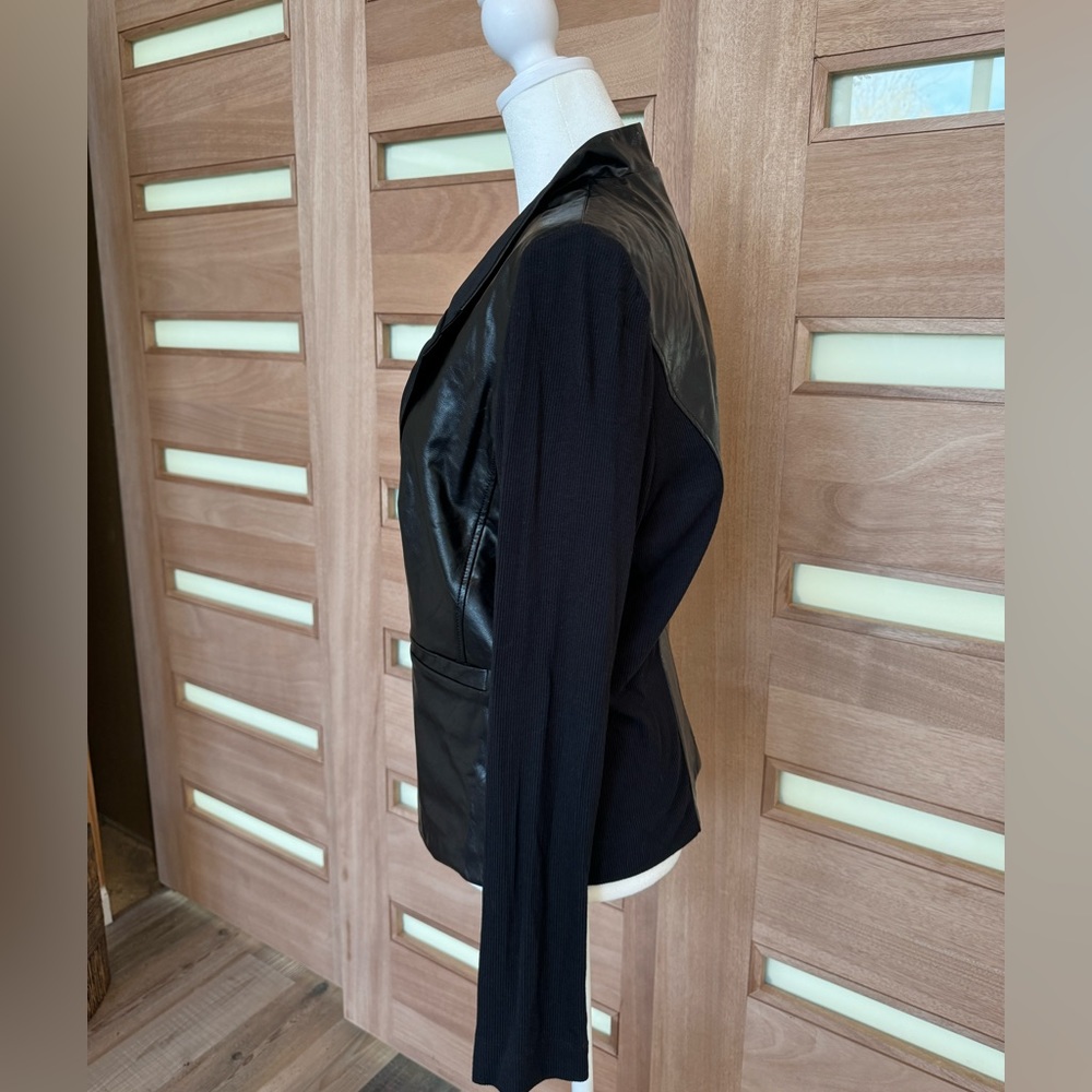 Lola & Sophie Leather Sweater Sleeve Jacket in Black - Size L - Picture 5 of 9